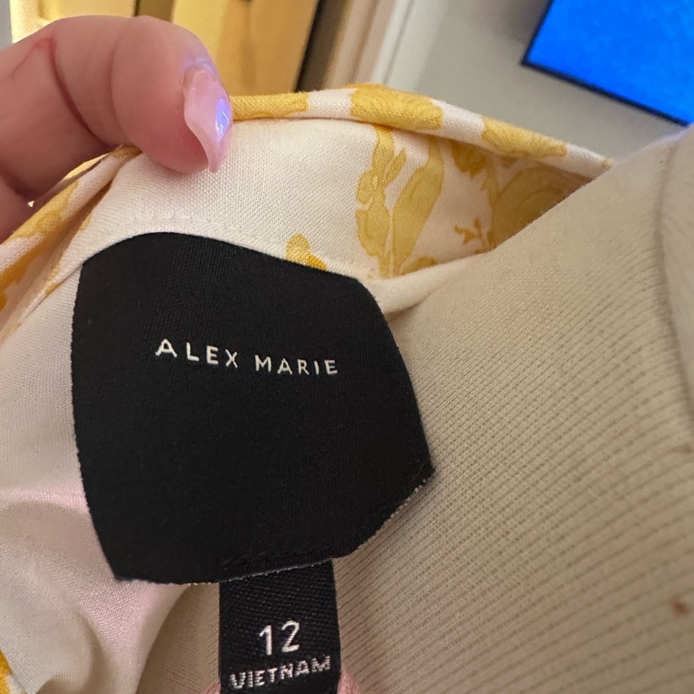 Alex Marie Yellow Floral Midi Shirt Dress with Tie Waist - Picture 10 of 12